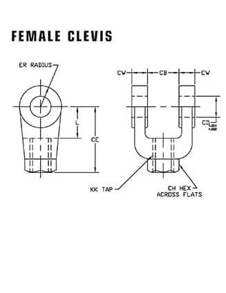 Cylinder female clevis accessory