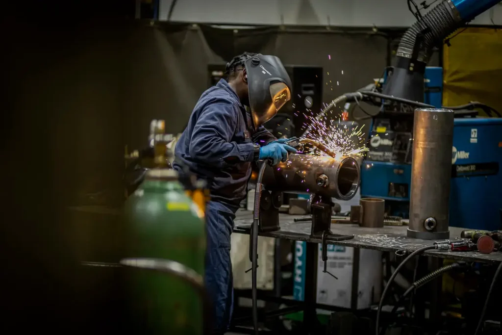 Worker repairing cylinder